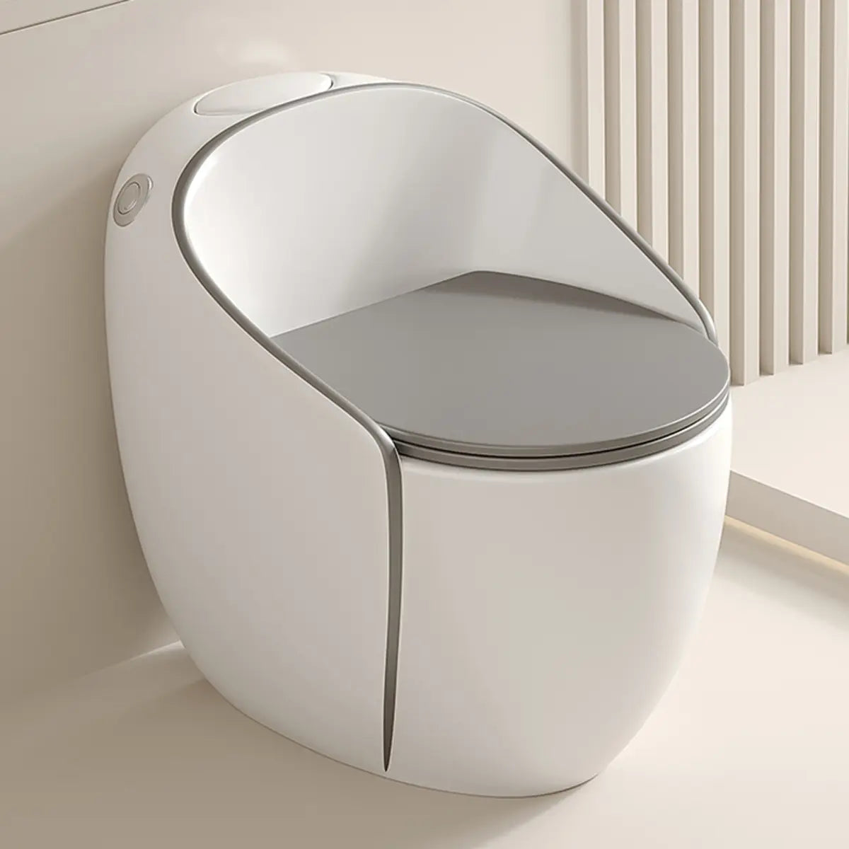 Antimicrobial Seat Modern Oval Ceramic White Compact Toilet Image - 1