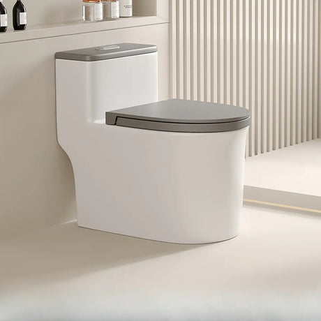 Antimicrobial Seat Modern Oval Ceramic White Compact Toilet Image - 2