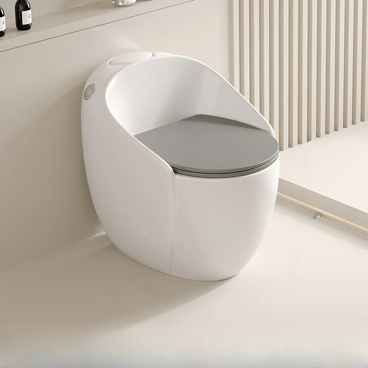 Antimicrobial Seat Modern Oval Ceramic White Compact Toilet Image - 23