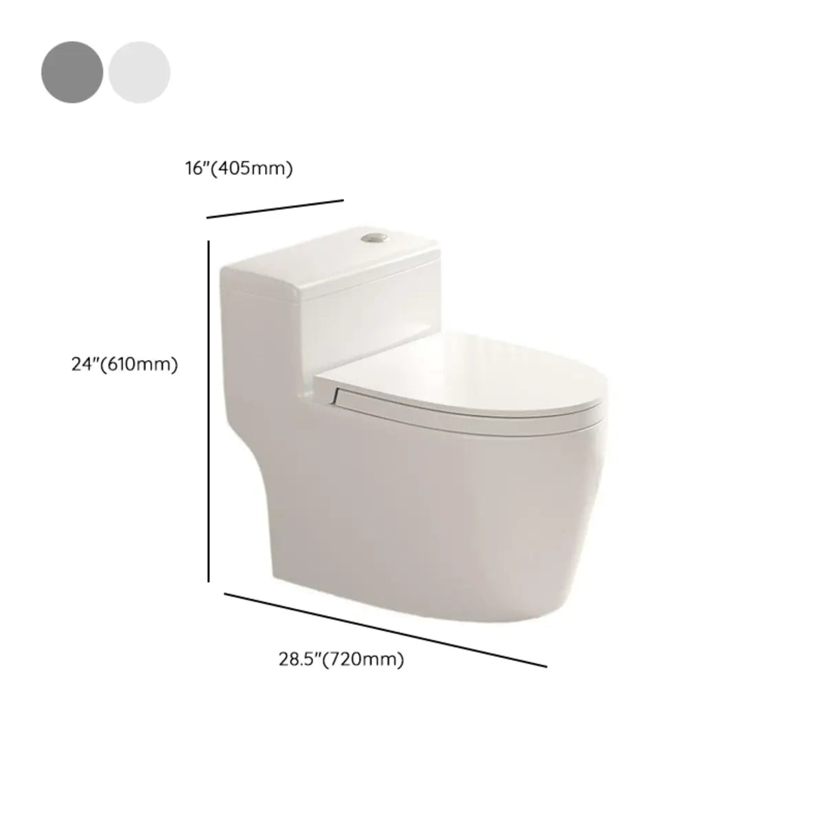 Antimicrobial Seat Modern Oval Ceramic White Compact Toilet Image - 30