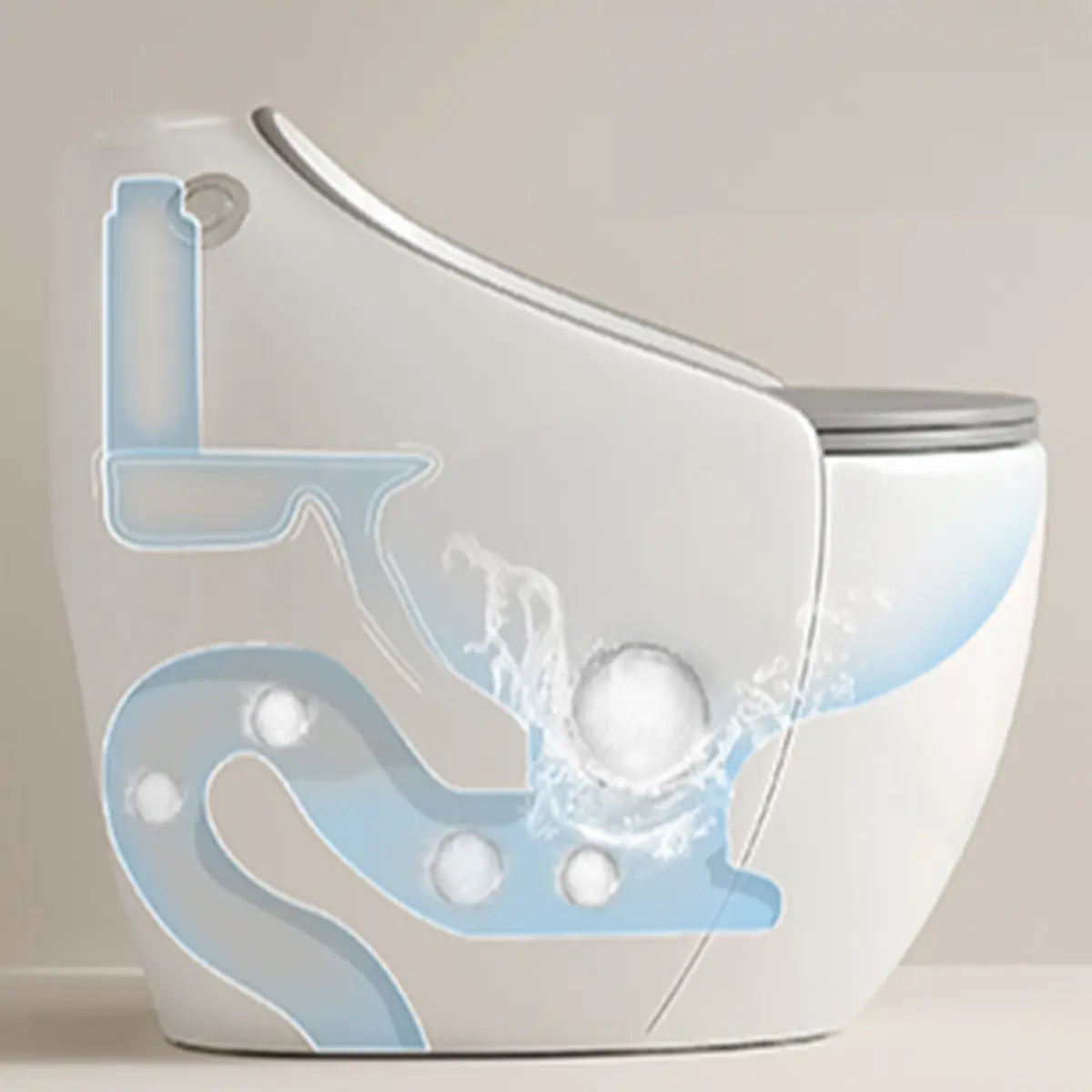 Antimicrobial Seat Modern Oval Ceramic White Compact Toilet Image - 4