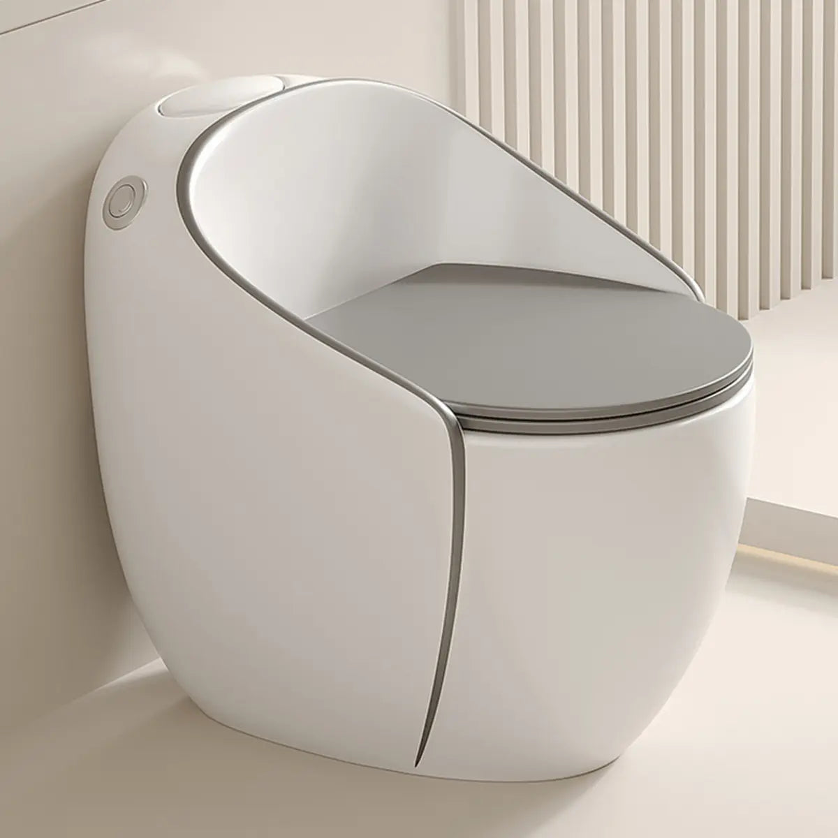 Antimicrobial Seat Modern Oval Ceramic White Compact Toilet Image - 5