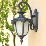 Antique Balck Iron Outdoor LED Wall Lantern Light Image - 8