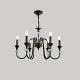 Antique Black Metal Candle Chandelier Adjustable Chain Image - 2