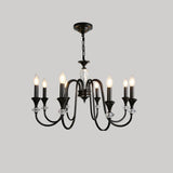 Antique Black Metal Candle Chandelier Adjustable Chain Image - 3