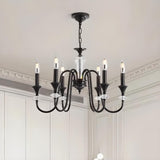 Antique Black Metal Candle Chandelier Adjustable Chain Image - 4