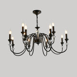 Antique Black Metal Candle Chandelier Adjustable Chain Image - 5