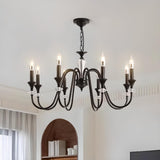 Antique Black Metal Candle Chandelier Adjustable Chain Image - 7