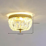 Antique Brass Bowl Crystal Flush Mount Ceiling Light #size