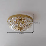 Antique Brass Bowl Crystal Flush Mount Ceiling Light Image - 18