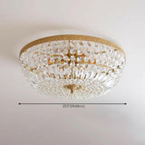 Antique Brass Bowl Crystal Flush Mount Ceiling Light Image - 20