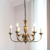 Antique Brass Candelabra Chandelier Adjustable Height Image - 2