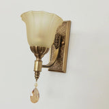 Antique Brass Flower Wall Sconce Light Image - 3