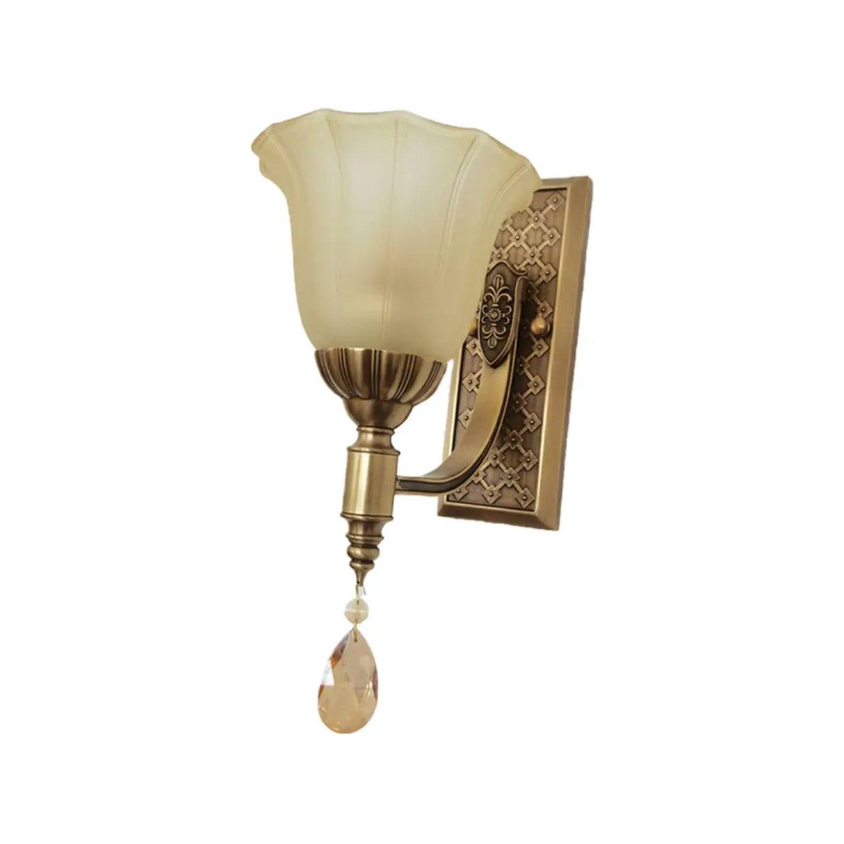 Antique Brass Flower Wall Sconce Light Image - 5