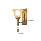 Antique Brass Flower Wall Sconce Light #size