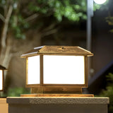 Antique Brass Outdoor Cube LED Post Outdoor Table Lamp Image - 11