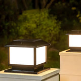 Antique Brass Outdoor Cube LED Post Outdoor Table Lamp Image - 12