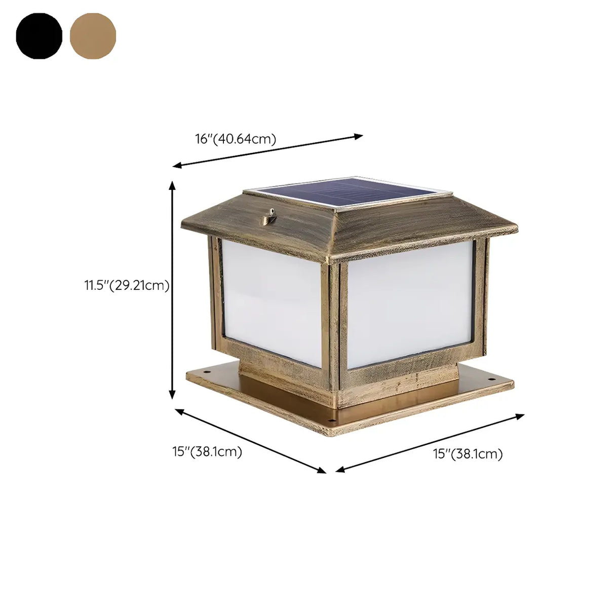 Antique Brass Outdoor Cube LED Post Outdoor Table Lamp 