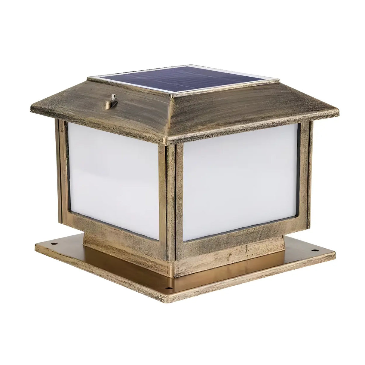 Antique Brass Outdoor Cube LED Post Outdoor Table Lamp Image - 2