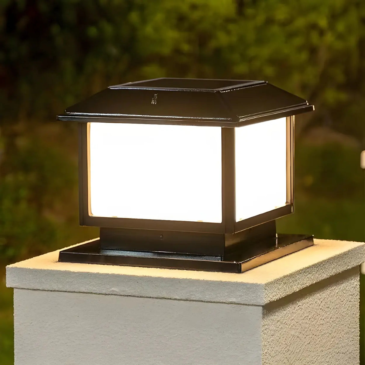 Antique Brass Outdoor Cube LED Post Outdoor Table Lamp Image - 5