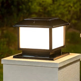 Antique Brass Outdoor Cube LED Post Outdoor Table Lamp Image - 5