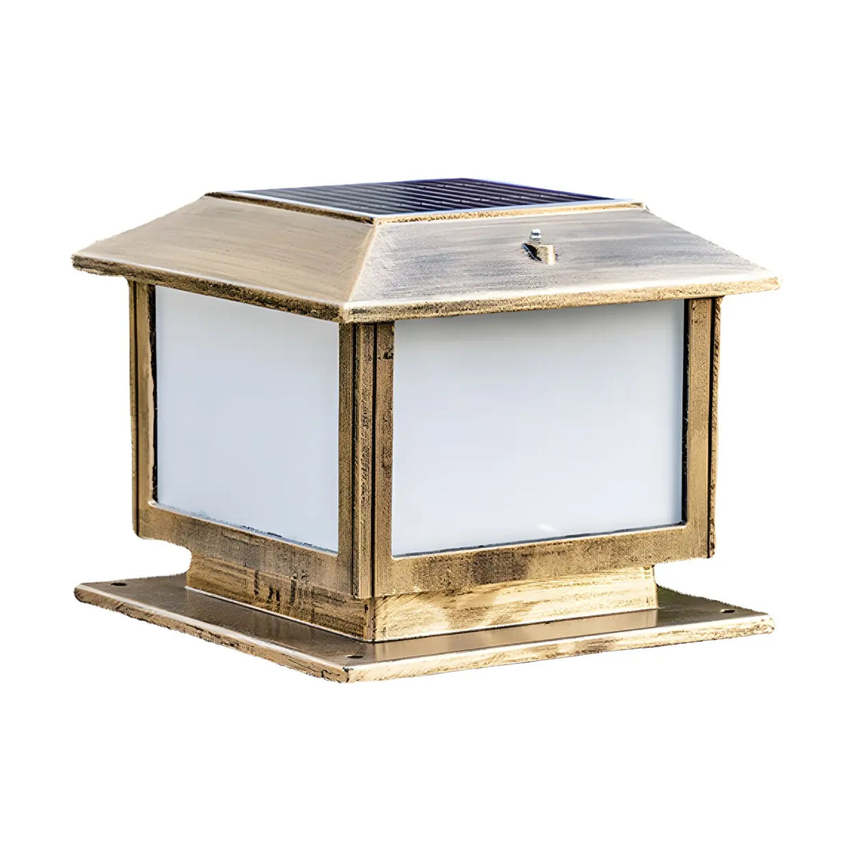 Antique Brass Outdoor Cube LED Post Outdoor Table Lamp Image - 7