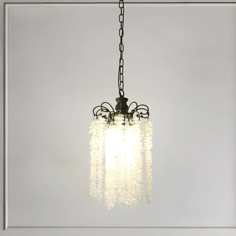 Antique Bronze Chain Bedroom Clear Crystal Pendant Light Image - 2