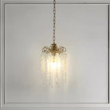 Antique Bronze Chain Bedroom Clear Crystal Pendant Light Image - 7