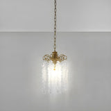 Antique Bronze Chain Bedroom Clear Crystal Pendant Light Image - 8