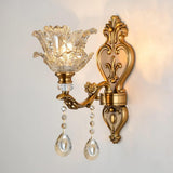 Antique Clear Glass Brass Geometric Wall Sconce Image - 11