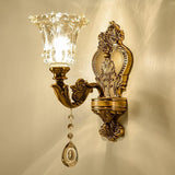 Antique Clear Glass Brass Geometric Wall Sconce Image - 7