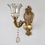 Antique Clear Glass Brass Geometric Wall Sconce Image - 8