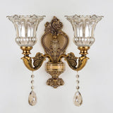 Antique Clear Glass Brass Geometric Wall Sconce Image - 9