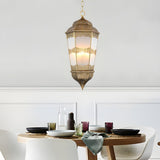 Antique Dining Room Brass Lantern Pendant Light Chandelier Image - 1