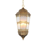 Antique Dining Room Brass Lantern Pendant Light Chandelier Image - 4