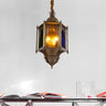 Antique Dining Room Colored Glass Lantern Pendant Chandelier Image - 2