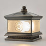 Antique Etched Glass Rectangular Outdoor Table Lamp Image - 9