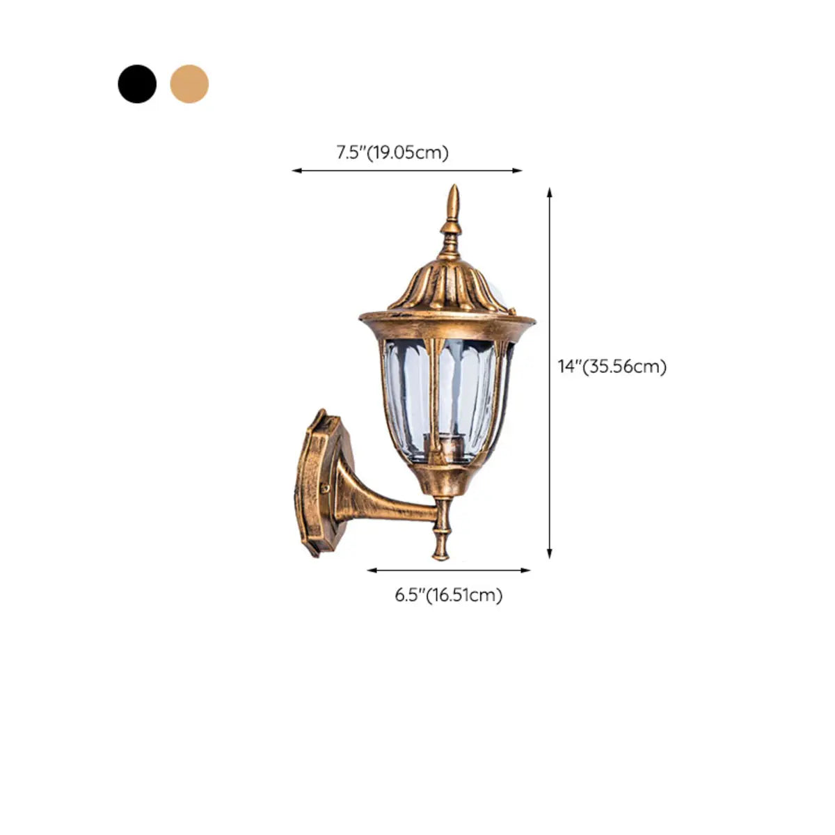 Antique Geometric Bronze Clear Glass Outdoor Wall Light 