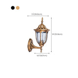 Antique Geometric Bronze Clear Glass Outdoor Wall Light #size