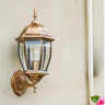 Antique Geometric Bronze Clear Glass Outdoor Wall Light Image - 3