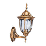 Antique Geometric Bronze Clear Glass Outdoor Wall Light Image - 5