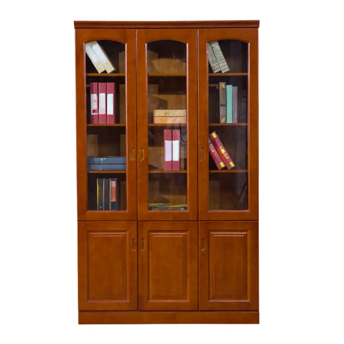 Antique Glass Doors Wood Barrister Storage Bookcase Image - 16