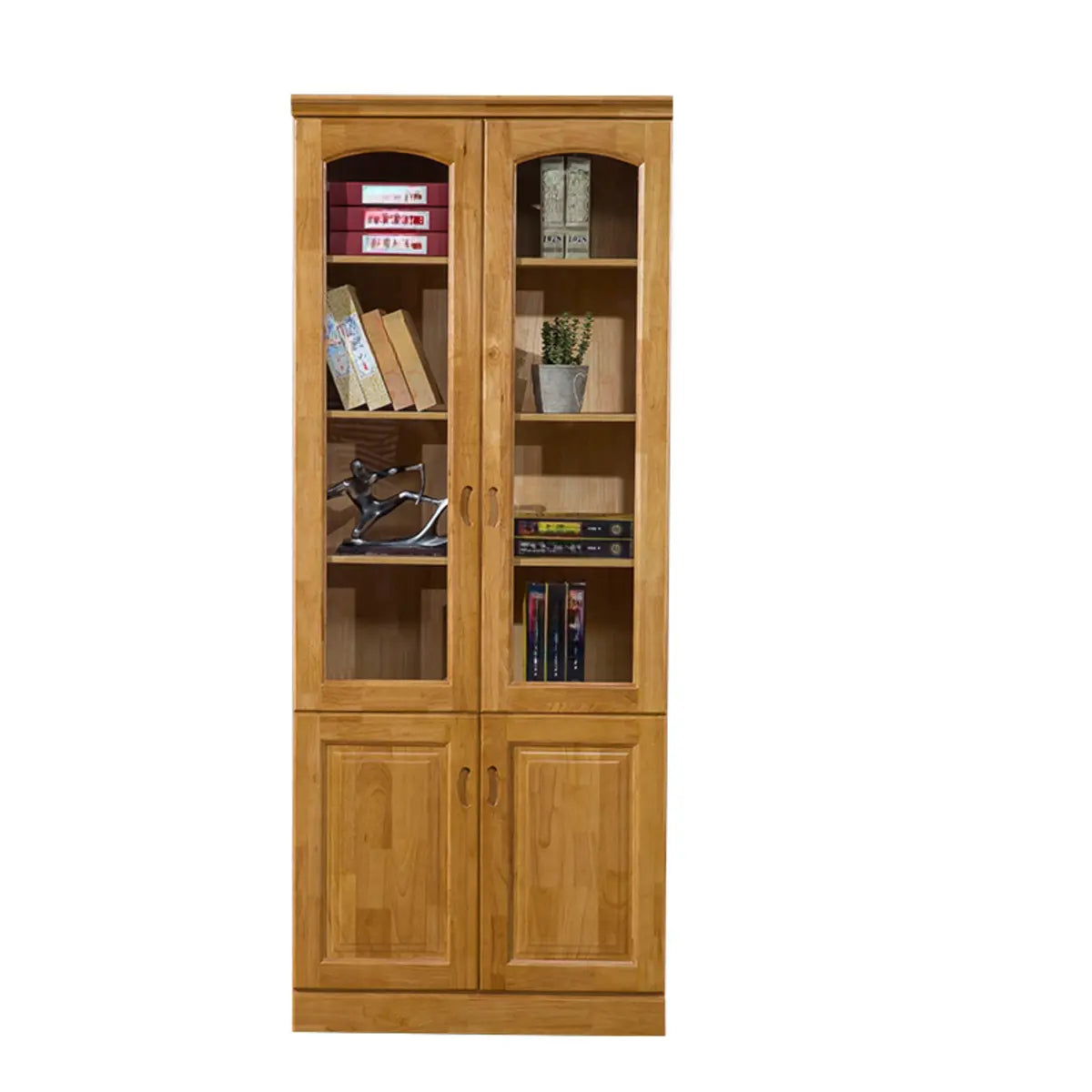 Antique Glass Doors Wood Barrister Storage Bookcase Image - 9