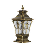 Antique Glass Panels Brass Outdoor Pillar Lantern Lamp Image - 5