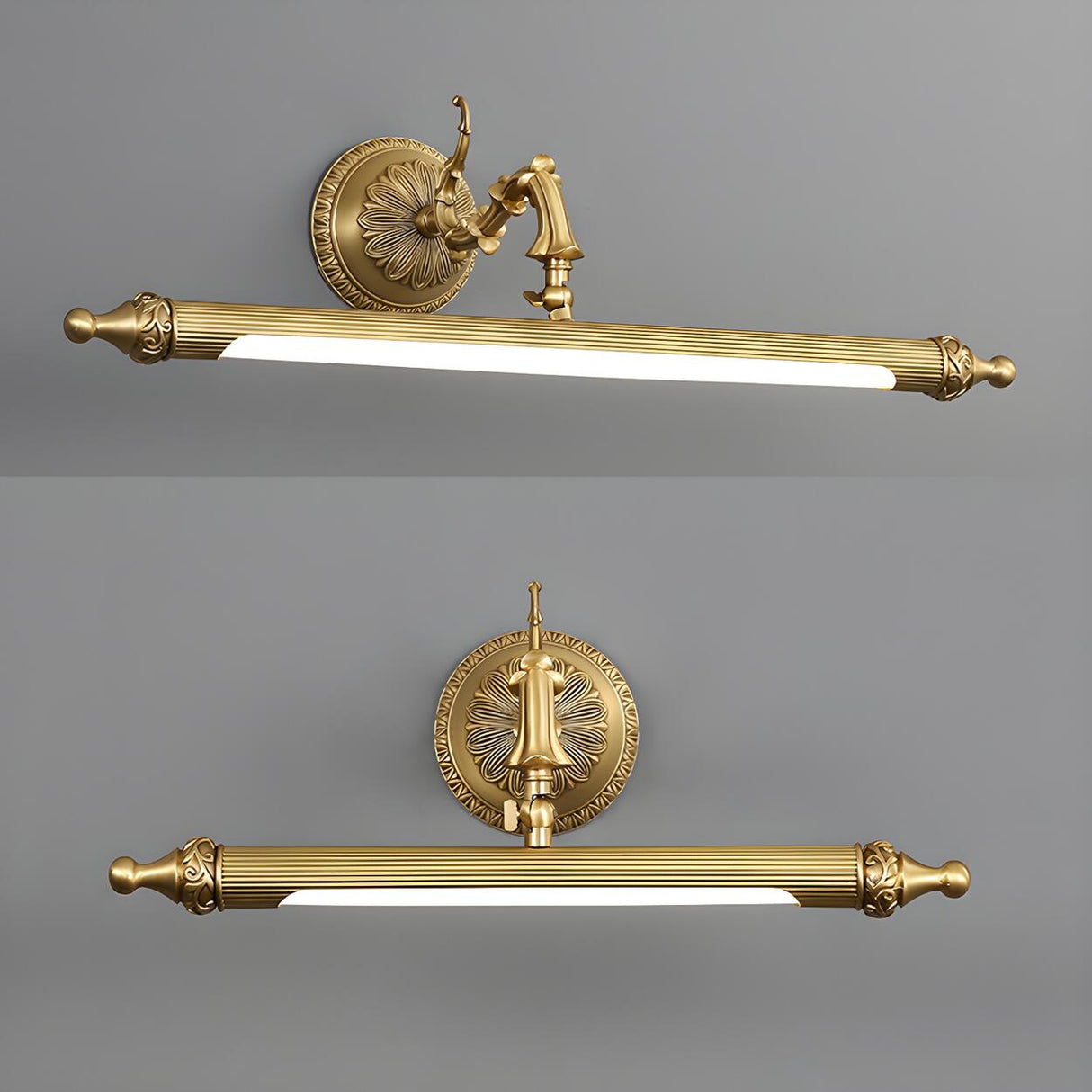 Antique Gold Cylindrical Brass Bathroom Vanity Light Image - 10