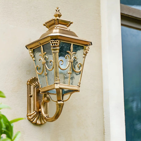 Antique Iron Waterproof Exterior Wall Lantern Light Image - 2