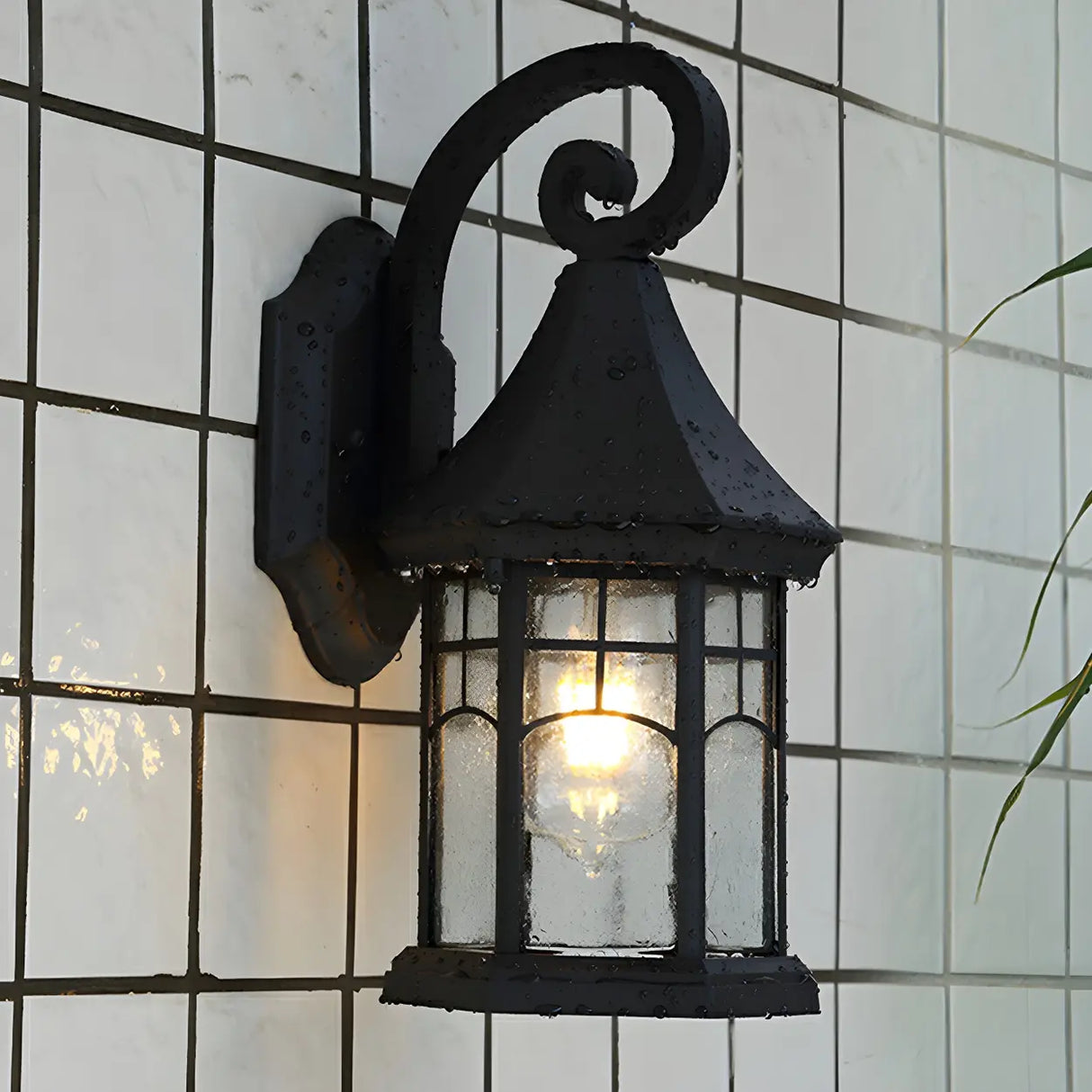 Antique Lantern External Metal Wall Light Fixture Image - 3