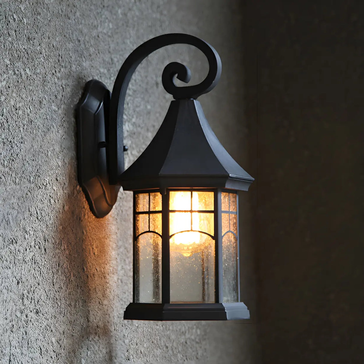 Antique Lantern External Metal Wall Light Fixture Image - 9