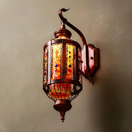 Antique Lantern Stained Glass Moroccan Wall Sconce  Image - 2