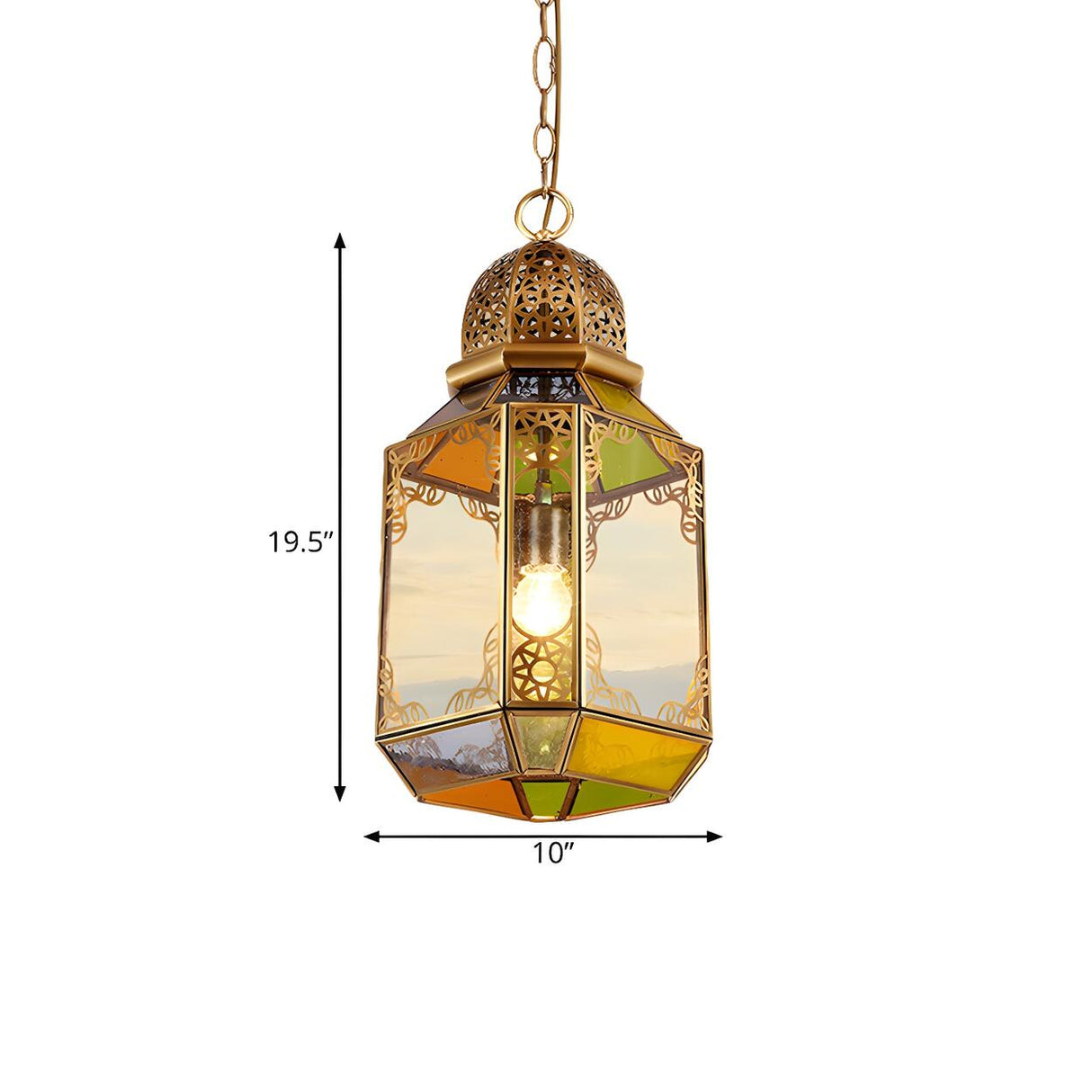 Antique Moroccan Brass Dining Room Lantern Pendant Light 